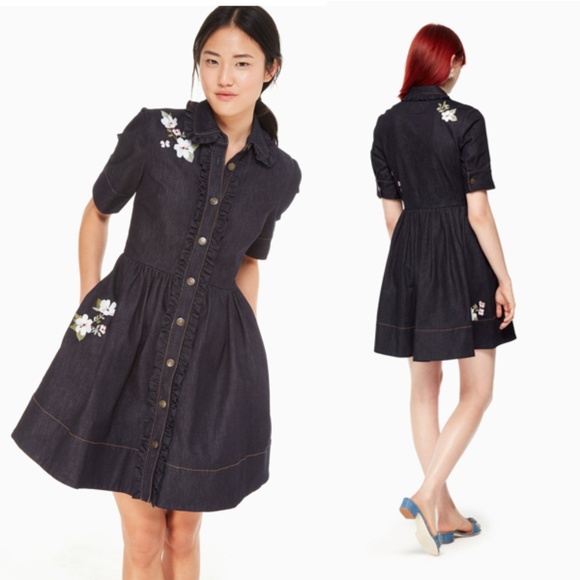 kate spade Dresses & Skirts - NWT kate spade Embroidered Denim Shirtdress